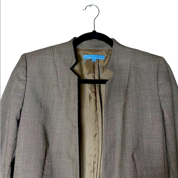 ANTONIO MELANI Notched Lapel One Button Jacket Size 10 Brown - Picture 3 of 5